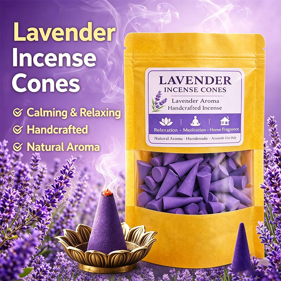 Home Fragrance Lavender - กรวยอโรมาเธอราพีลาเวนเดอร์ระดับพรีเมียม ทำด้วยมือตามธรรมชาติ กลิ่นลาเวนเดอร์ กลิ่นหอมอ่อนโยนและหวาน สำหรับการผ่อนคลายและการนอนหลับ กลิ่นหอมสำหรับบ้านที่อบอุ่น