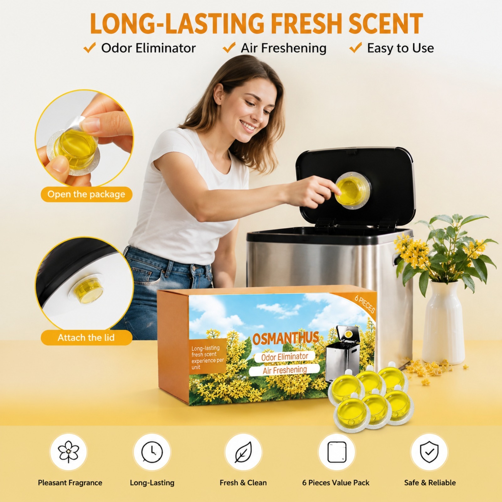 6PCS น้ำยากำจัดกลิ่นถังขยะสำหร - Home Fragrance Lavender บทวิจารณ์และราคา